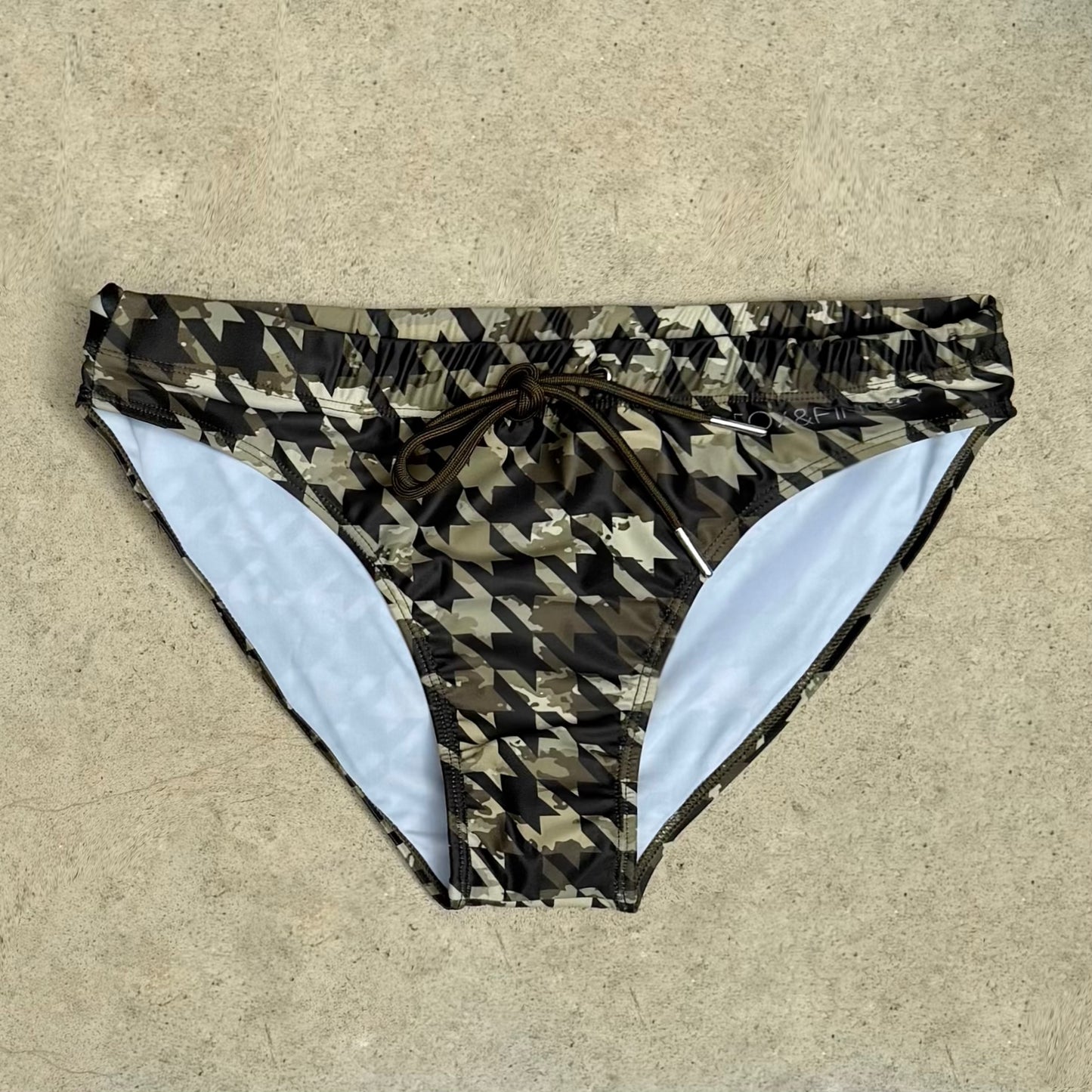 Classic Swim Brief | Camo Houndstooth