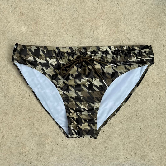 Classic Swim Brief | Camo Houndstooth